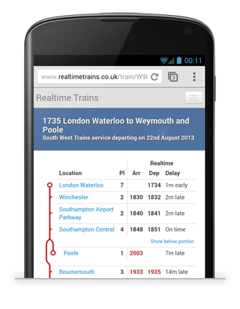 Service with divide at Southampton Central on a Nexus 4